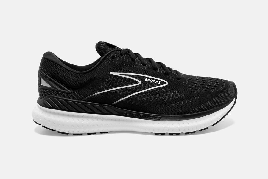 Mens Brooks Glycerin GTS 19 Road Shoes Black/White | 319485-NTH